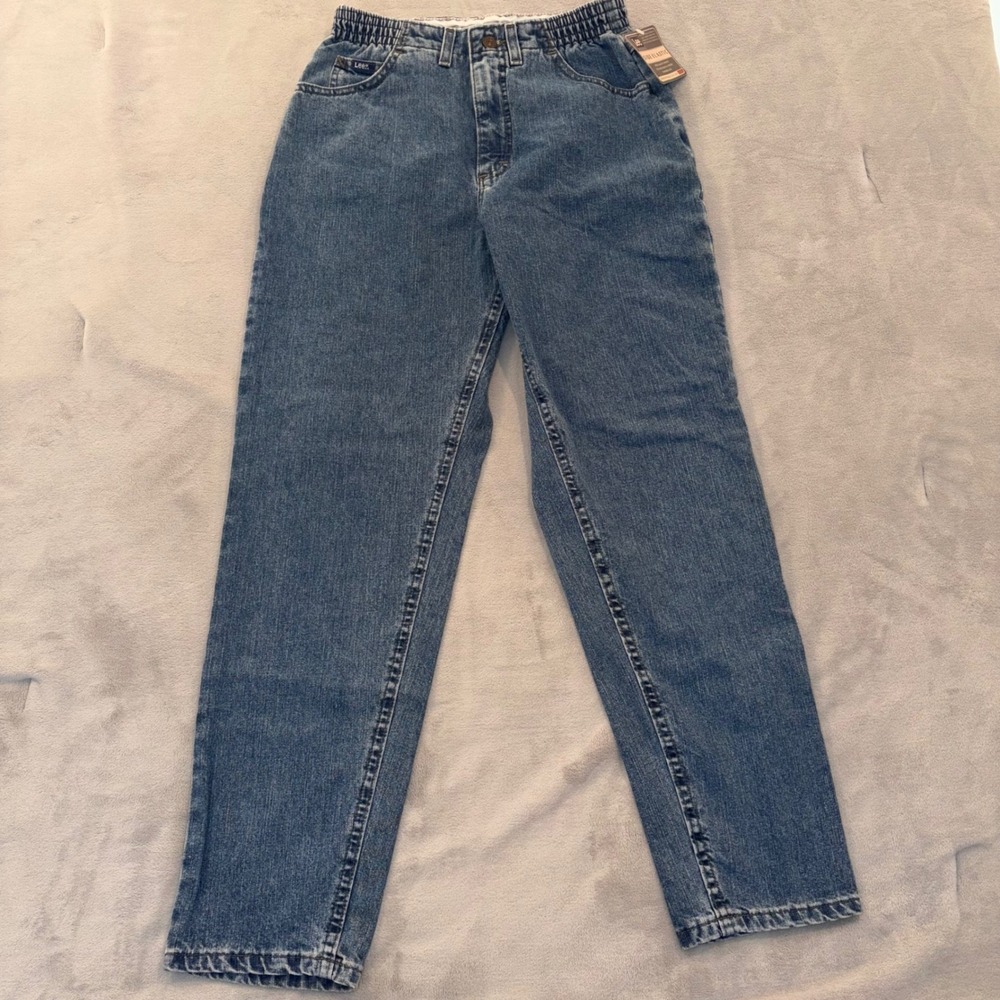 Vintage Lee Side Elastic High Waisted Tapered Leg Mom Jeans Medium Wash NWT 8 MS